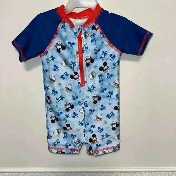 NWOT! Boy's Disney Swimsuit 6-9 Months / Blue & Red / 1 piece / UPF 50+ - Picture 1 of 5